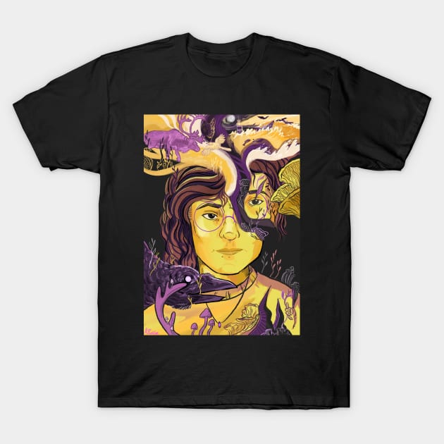 Nonbinary pallete portrait T-Shirt by Cari.boou